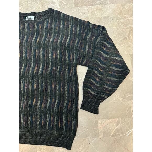 VINTAGE LOUIS ROTH COOGI STYLE WEAVE SWEATER BROWN MULTO MENS Large EXCELLENT - Picture 3 of 10